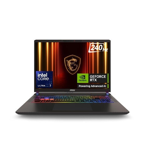 MSI Vector 17 HX AI A2XWHG-206IN Intel Core Ultra 9 285HX, 32GB DDR5-6400, 2TB NVMe SSD), NVIDIA GeForce RTX 5070 Ti Laptop GPU,12GB GDDR7, 17″ QHD+(2560 x 1600),24-Zone RGB Gaming Keyboard with Copilot Key, Windows 11 Home, 2-Year Warranty.