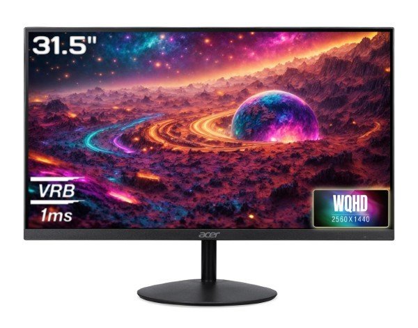 Acer SA322QU E 31.5 Inch WQHD IPS Monitor | 100Hz Refresh | 1ms VRB | AdaptiveSync FreeSync & G-SYNC | HDR10 | Ultra-Slim 7.2mm | ZeroFrame | Eye Care | Built-in Speakers | HDMI, DP Ports, Audio Out