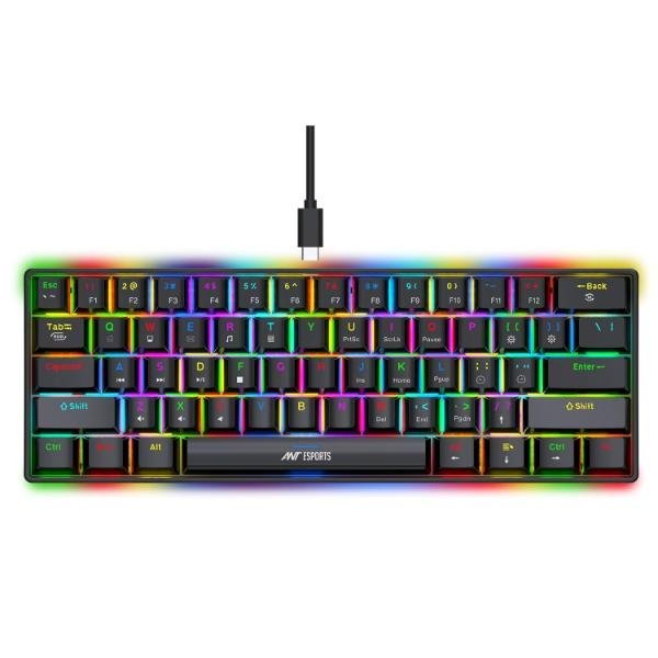 Ant Esports MK1300 V2 Mechnical Wired Gaming keyboard Black Hot-Swappable Per-Key RGB Brown Outemu Switches