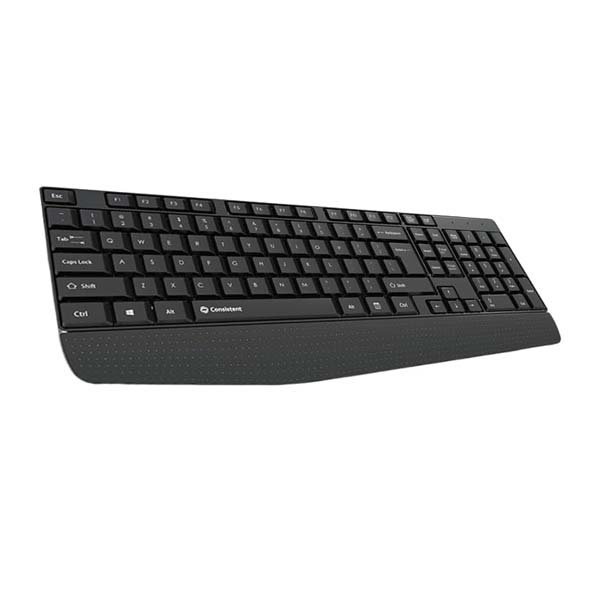 Consistent Classic Gold Wired Keyboard (SK102) with 2.4 GHz USB Receiver, 10m Working Range, 12 Shortcut Keys, Adjustable DPI (Black)