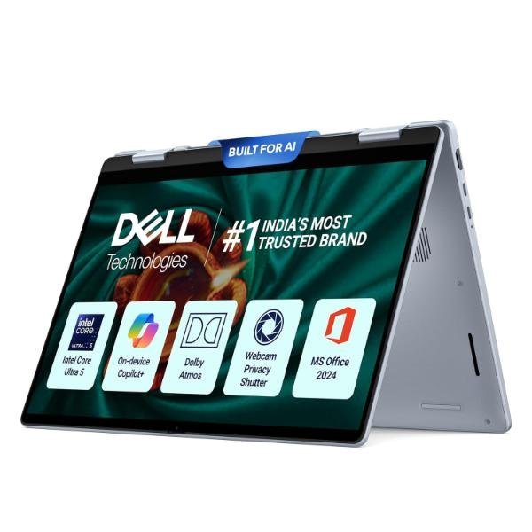Dell 14 Plus 2-in-1 Touch Laptop, AI Enabled Intel Core Ultra 5 226V, 16GB LPDDR5X, 512Gb SSD, Intel Arc Graphics, 14″ FHD+ 300nits WVA Display, Backlit Keyboard + FPR, Ice Blue, 1.61 Kg