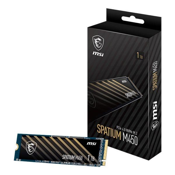 MSI SPATIUM M450 PCIe 4.0 NVMe M.2 1TB Internal Gaming SSD up to 3600MB/s 3D NAND Up to 600 TBW