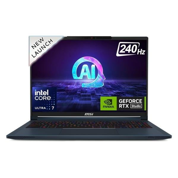 MSI Stealth 16 AI Studio, Intel Core Ultra 7 155H,Built-in AI, 41CM QHD+ 240Hz Gaming Laptop(32GB/1TB NVMe SSD/Windows 11 Home/NVIDIA GeForce RTX 4060, GDDR6 8GB/Star Blue/1.99Kg), A1VFG-058IN