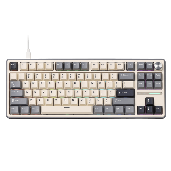 RK ROYAL KLUDGE R87 Pro Wired Mechanical Keyboard with Hot Swappable Knob 75% RGB Backlit Gaming Keyboard – Brown Switch