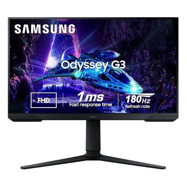 Samsung Odyssey G3 Gaming Monitor 68.5 cm (27″), FHD 1920 X 1080, 180 Hz, 1ms(MPRT), AMD Freesync, DP, HDMI, Height Adjustable Stand, Tilt, Pivot, Bezel-Less, Eye-Saver (LS27DG300EWXXL, Black)